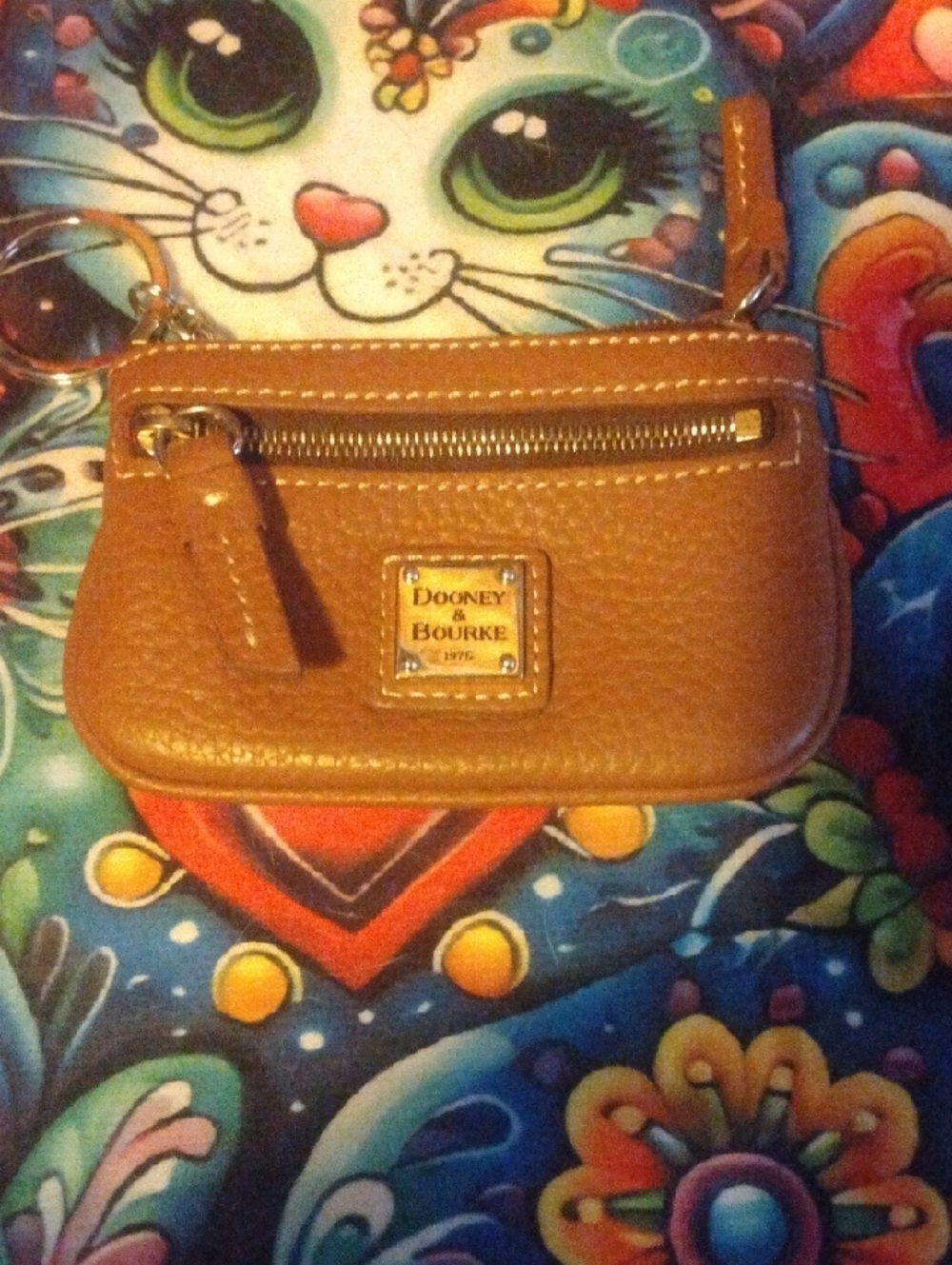 Dooney & Bourke Brown Pebble Leather Wristlet Coin Pouch